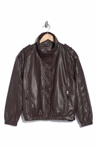 Faux Leather Bomber Jacket
