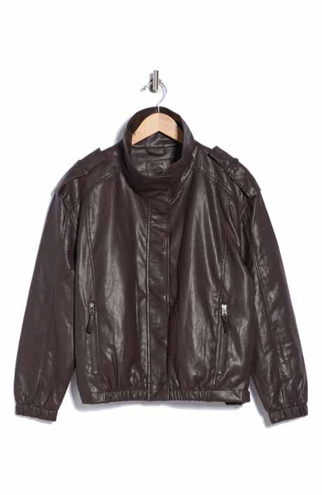 Faux Leather Bomber Jacket