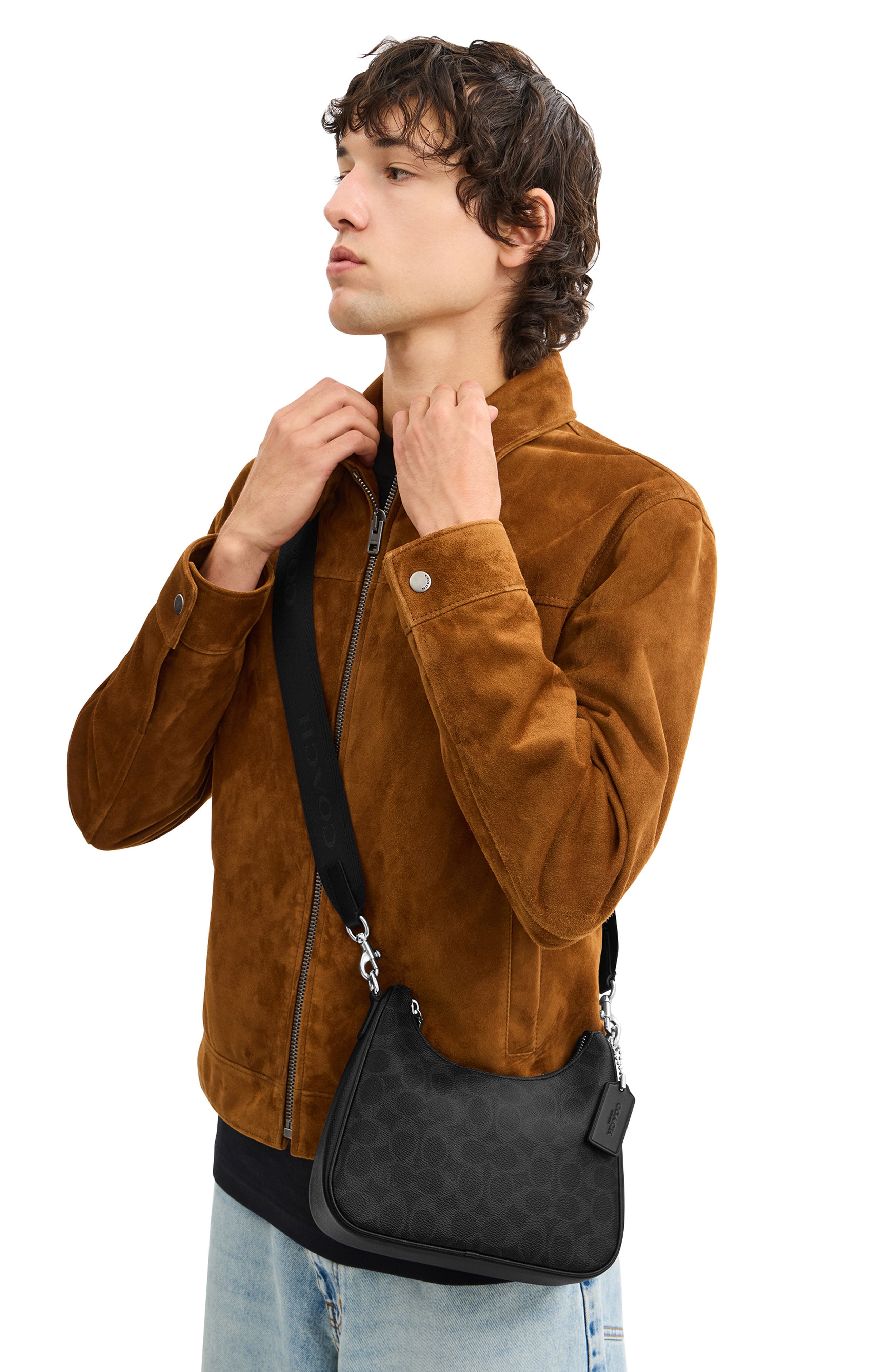 COACH Nolo Coated Canvas Hobo Bag, Alternate, color, Black Signature