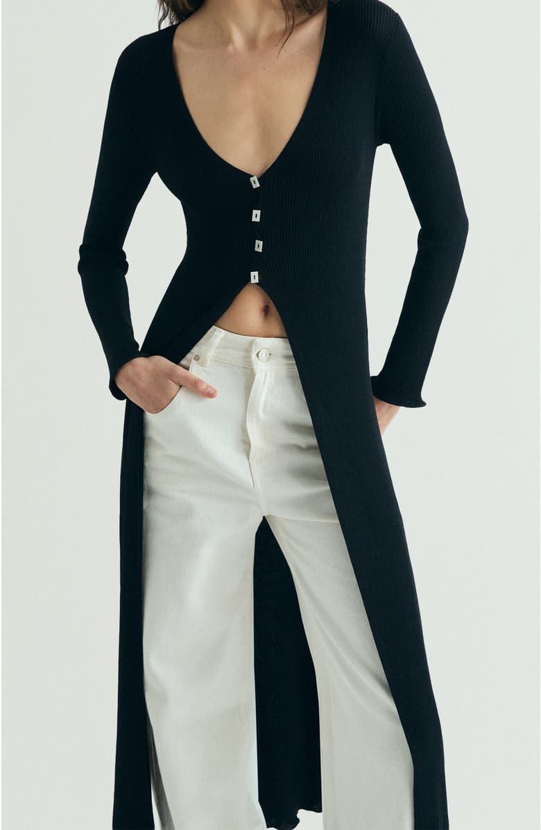 Scalpers Buttons Long Knit Cardigan, Alternate, color, Black