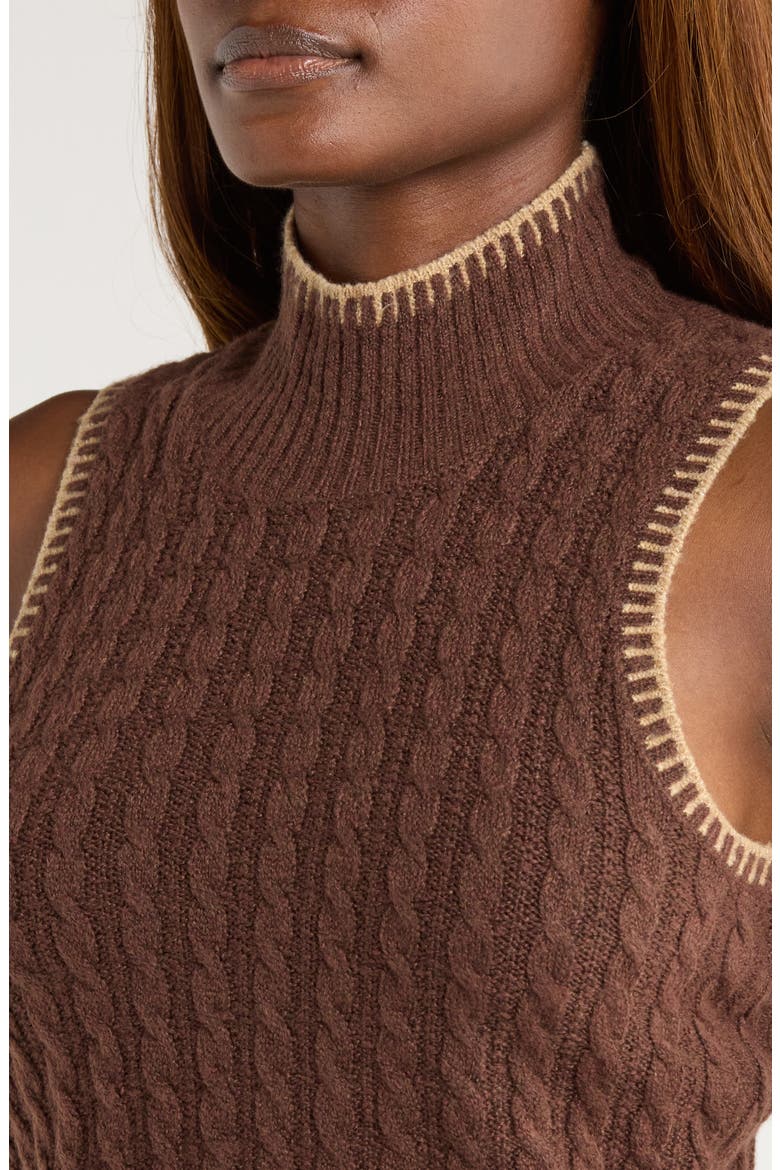 Zariah Cable Sleeveless Mock Neck Sweater, Alternate, color, COLA