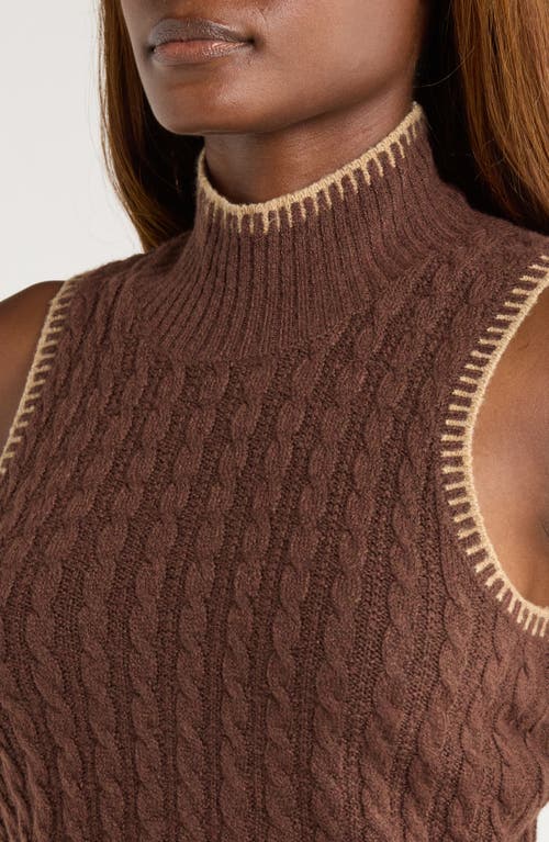 Ugg(r) Zariah Cable Sleeveless Mock Neck Sweater In Brown