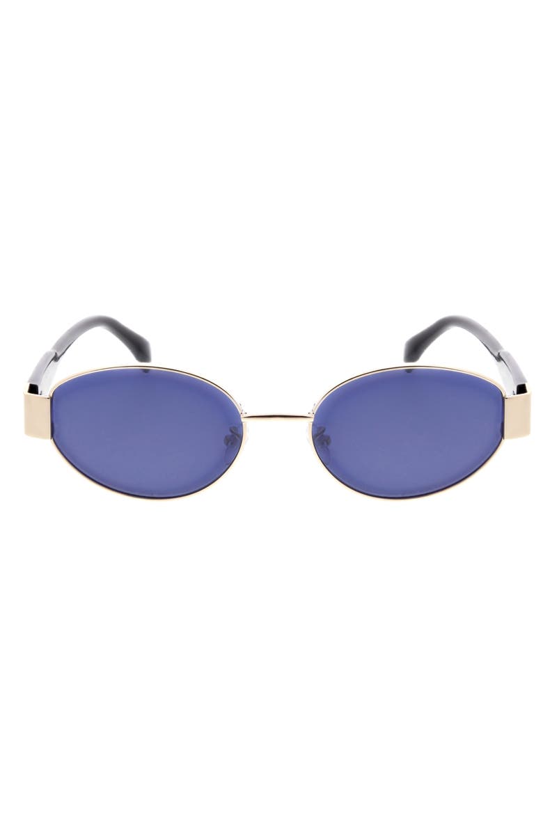 65mm Metal Oval Sunglasses, Main, color, BLACK