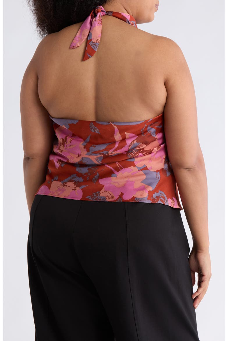 Floral Halter Satin Top, Alternate, color, RUST