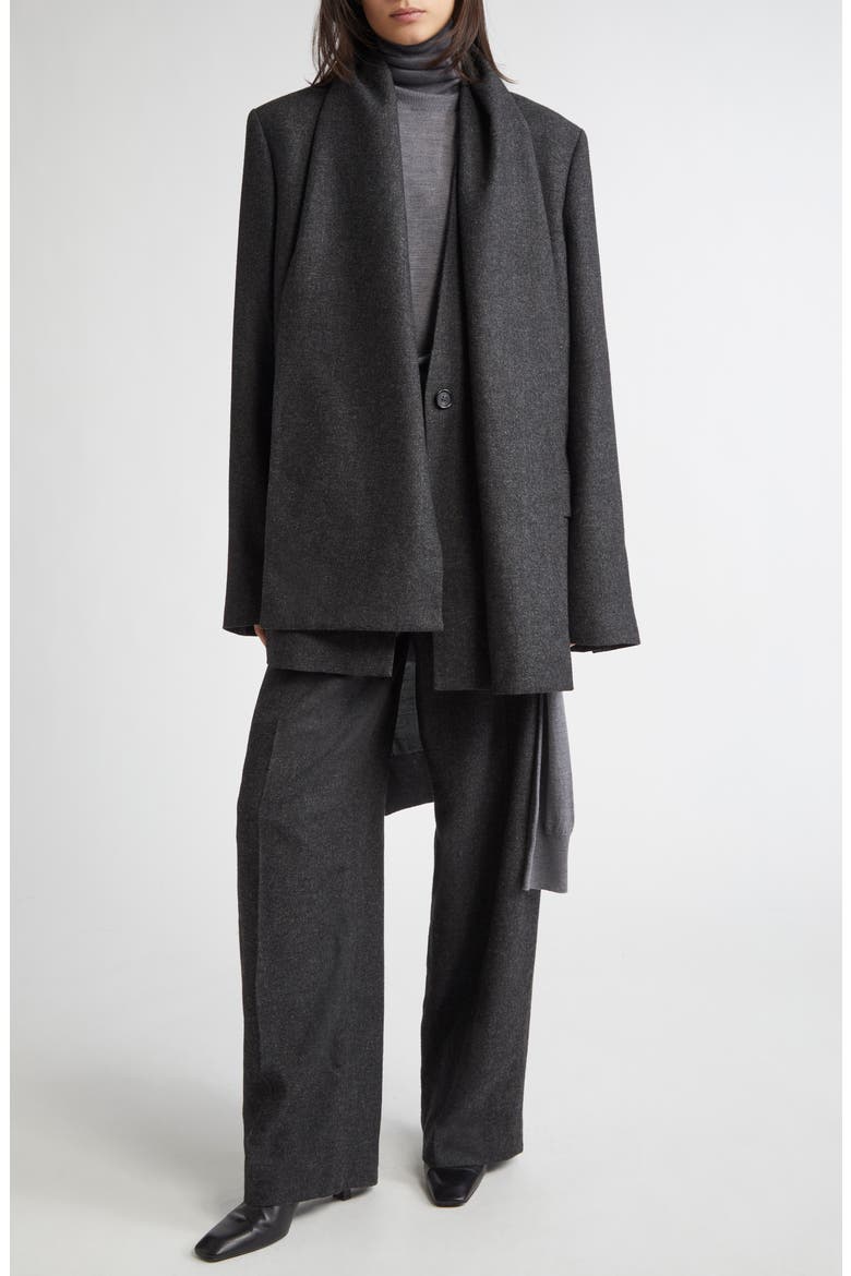 Wide Leg Flannel Trousers, Alternate, color, CHARCOAL MELANGE