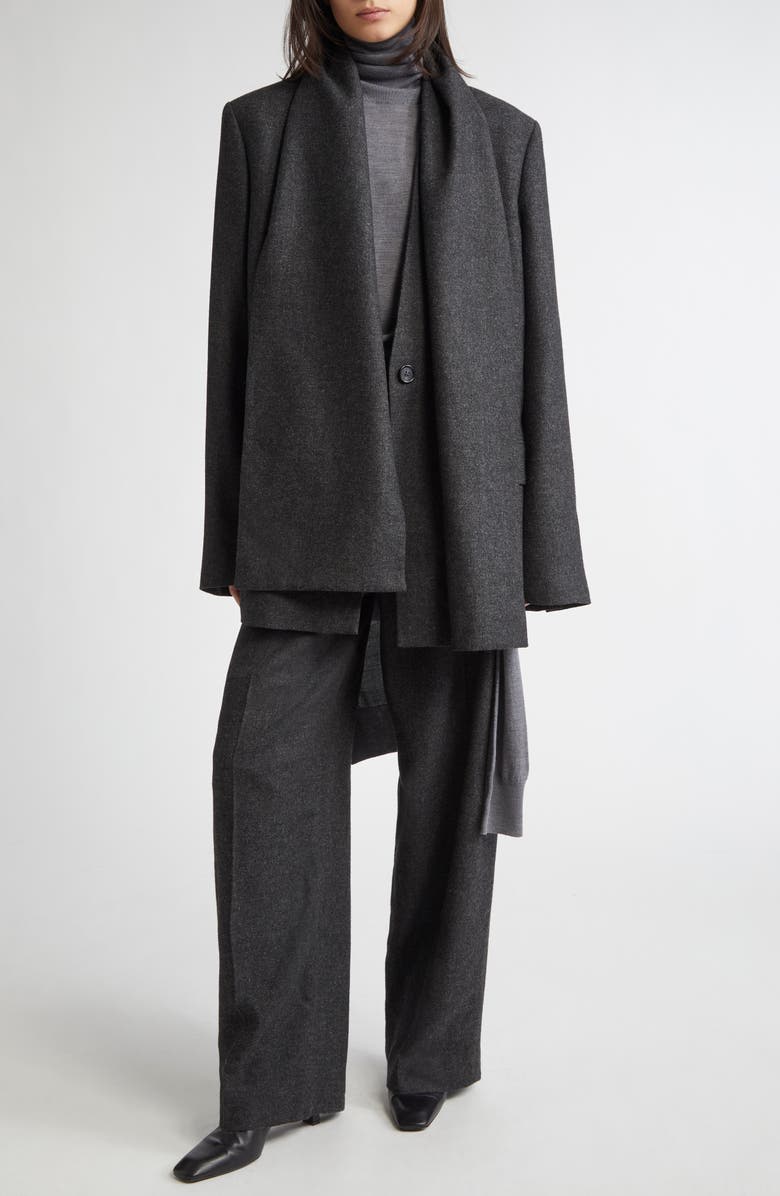 TOTEME Mélange Flannel Scarf Blazer, Alternate, color, Charcoal Melange