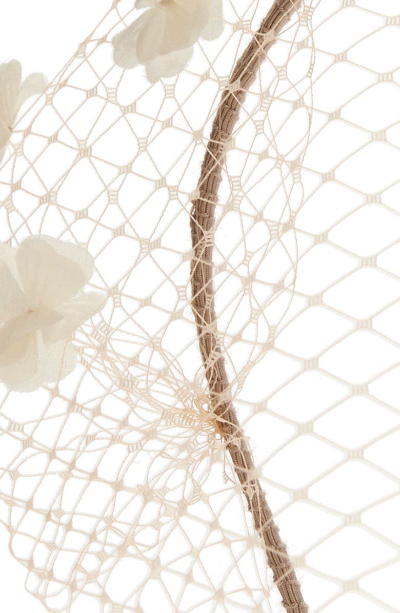 Gigi Burris Millinery Grace Floral Silk Veil, Alternate, color, Natural/ Ivory