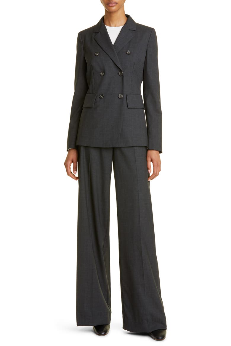 Editore Double Breasted Virgin Wool Blazer, Alternate, color, DARK GREY