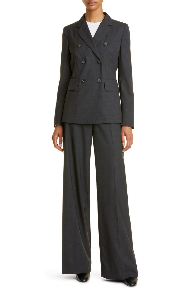Max Mara Editore Double Breasted Virgin Wool Blazer, Alternate, color, 