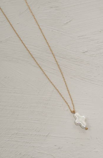 Mini Pearl Cross Necklace