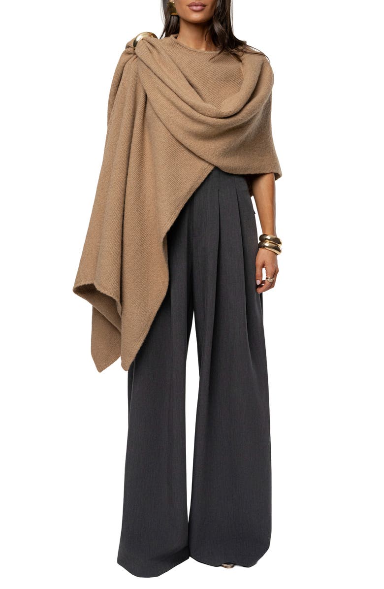 JLUXLABEL Radiance Knit Shawl, Alternate, color, Taupe