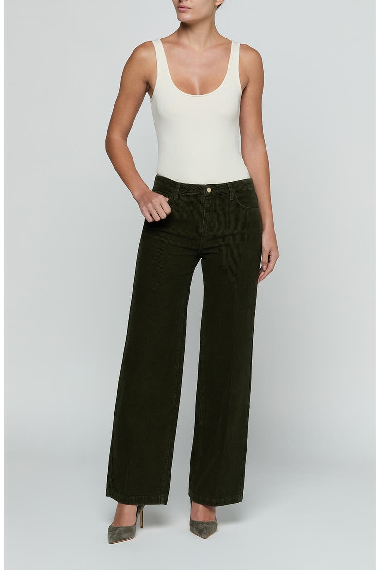 Scottie High Waist Wide Leg Corduroy Pants, Alternate, color, ARMY