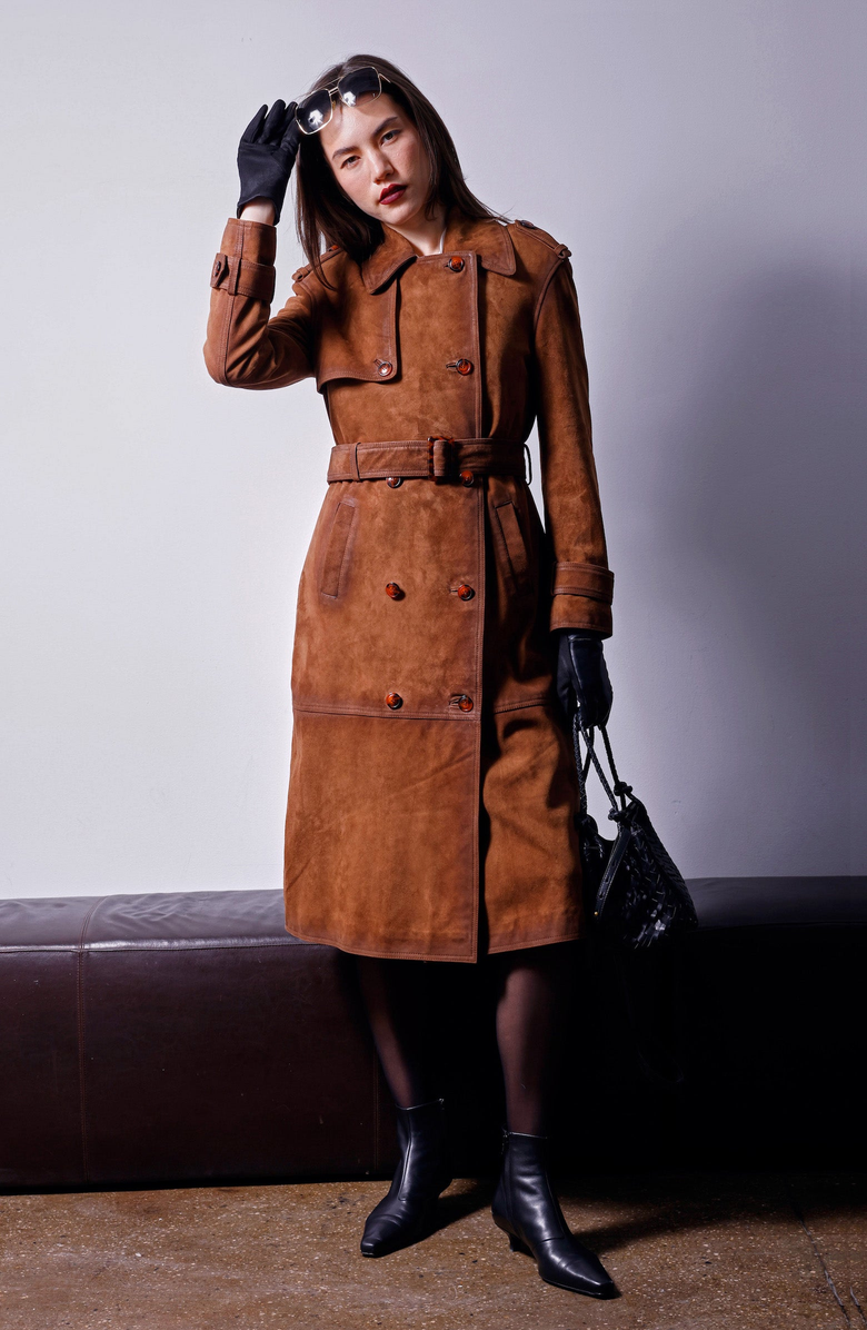 Walter Baker Jerome Trench, Alternate, color, Caramel Suede