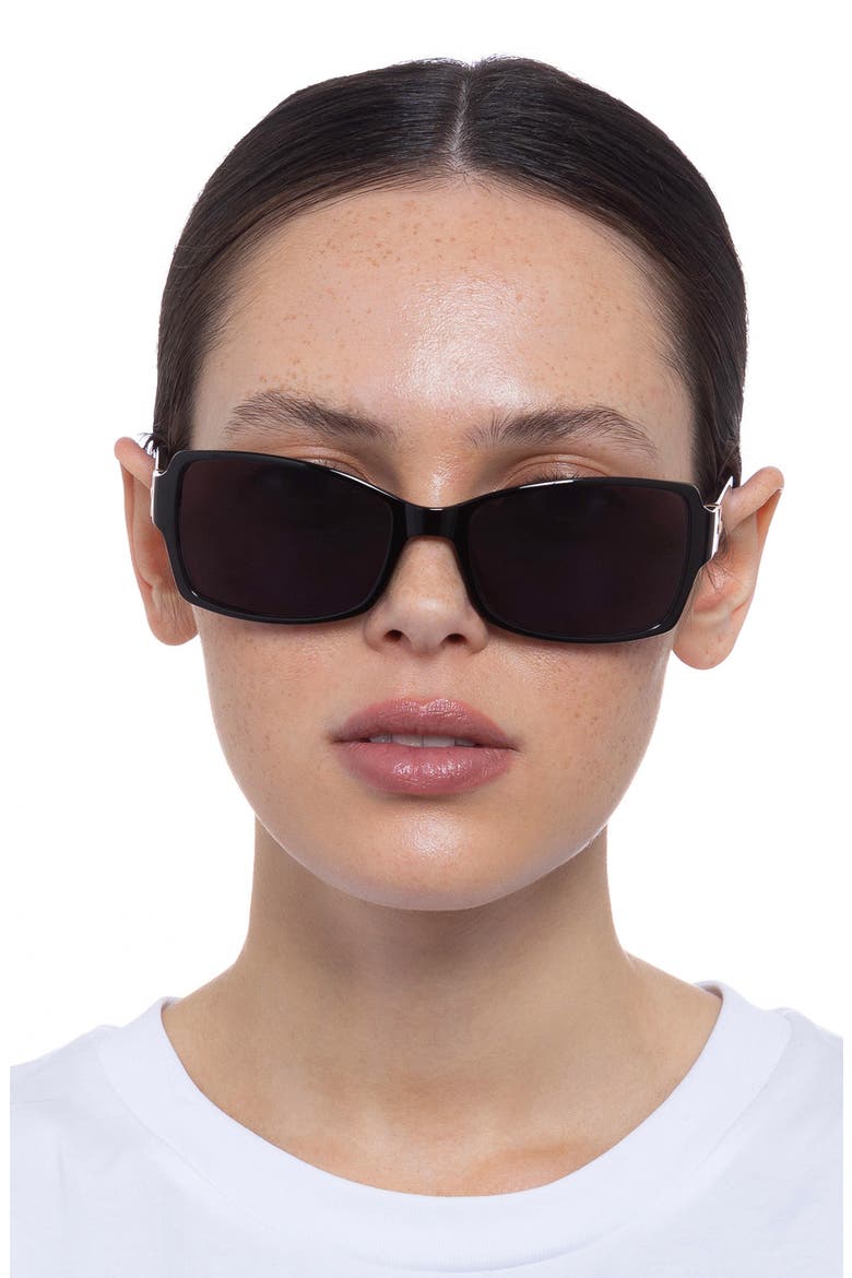 Trance 56mm Rectangular Sunglasses, Alternate, color, BLACK