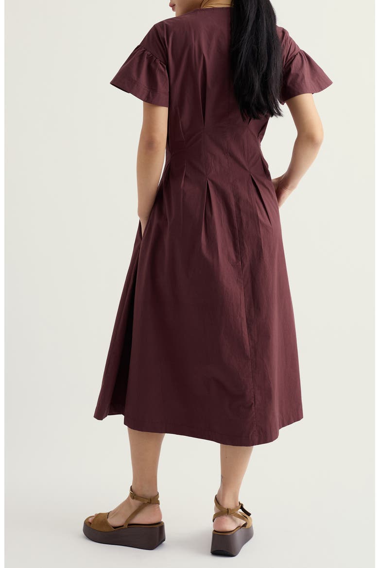 Kerthen Woods Organic Cotton Button-Up Midi Dress, Alternate, color, CACAO
