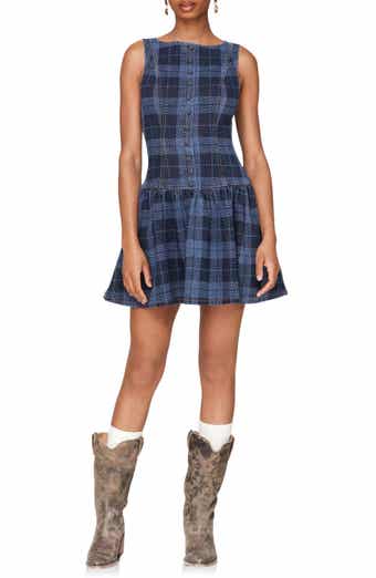 Avec Les Filles Plaid Drop Waist Sleeveless Minidress