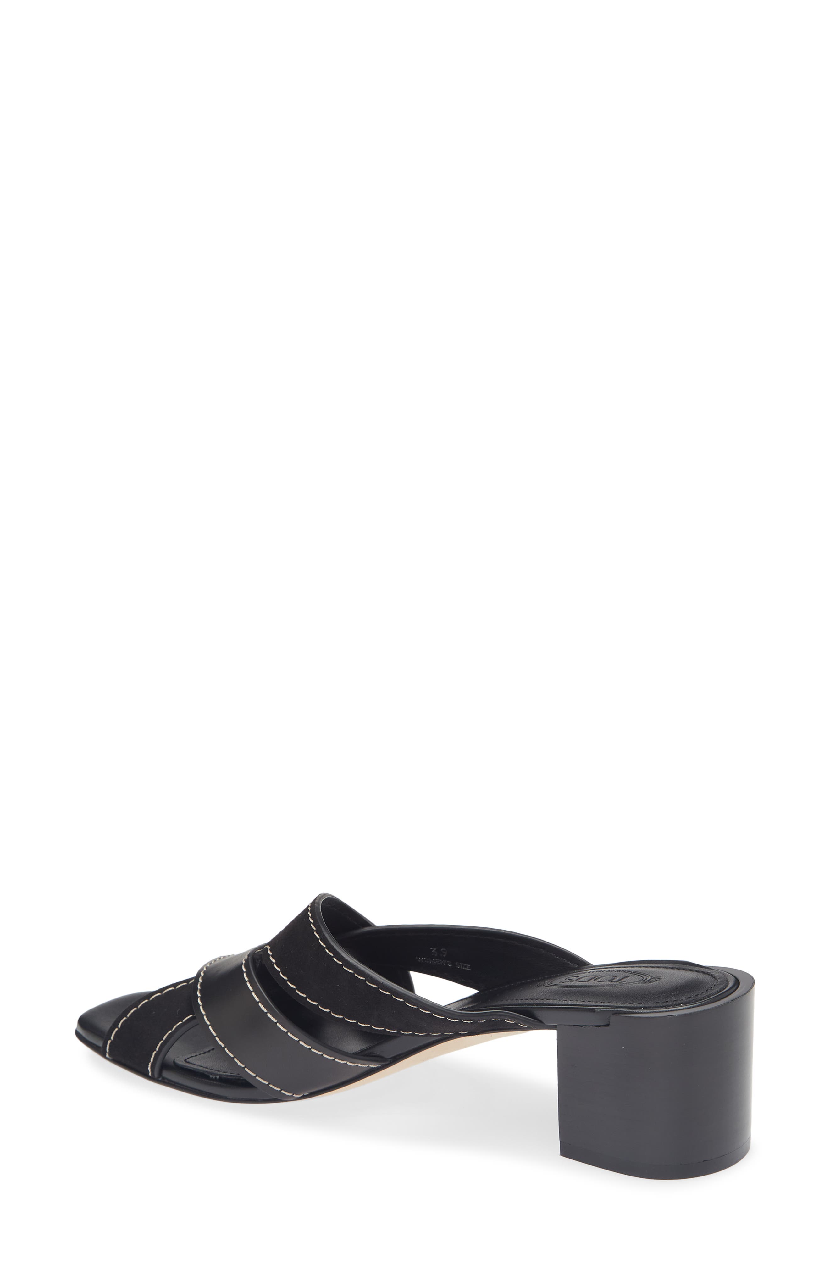 Tod's T-Bands Block Heel Sandal, Alternate, color, Nero