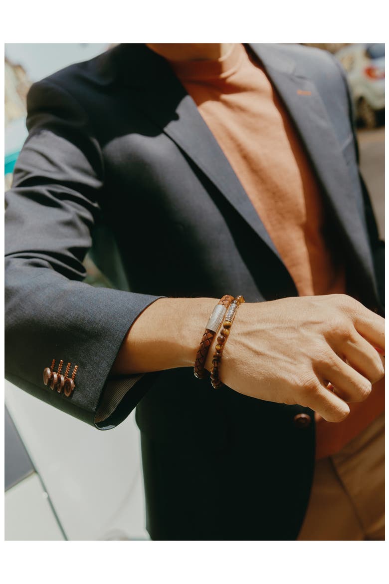 Men's Classic Discs Beaded Bracelet, Alternate, color, BROWN