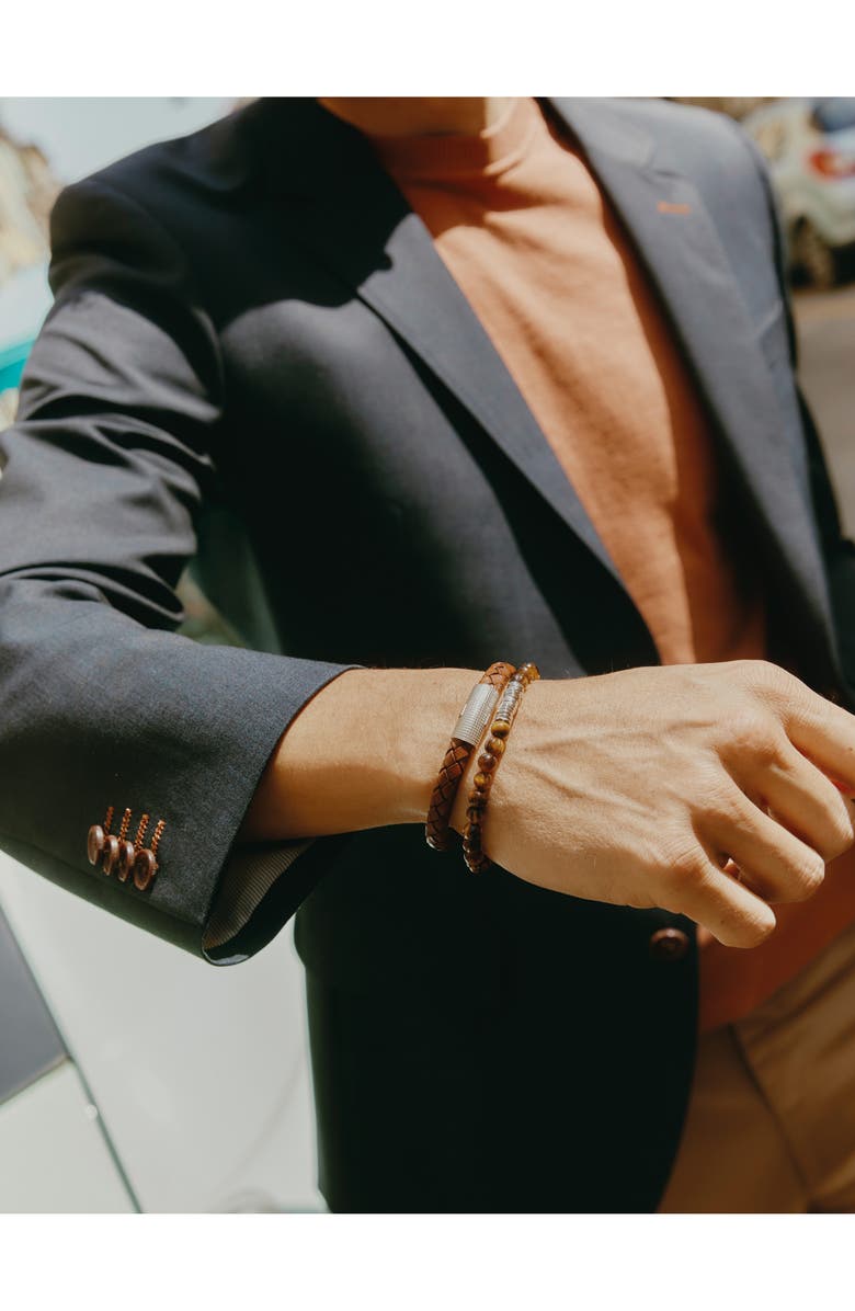 Tateossian Men's Classic Discs Beaded Bracelet, Alternate, color, Brown