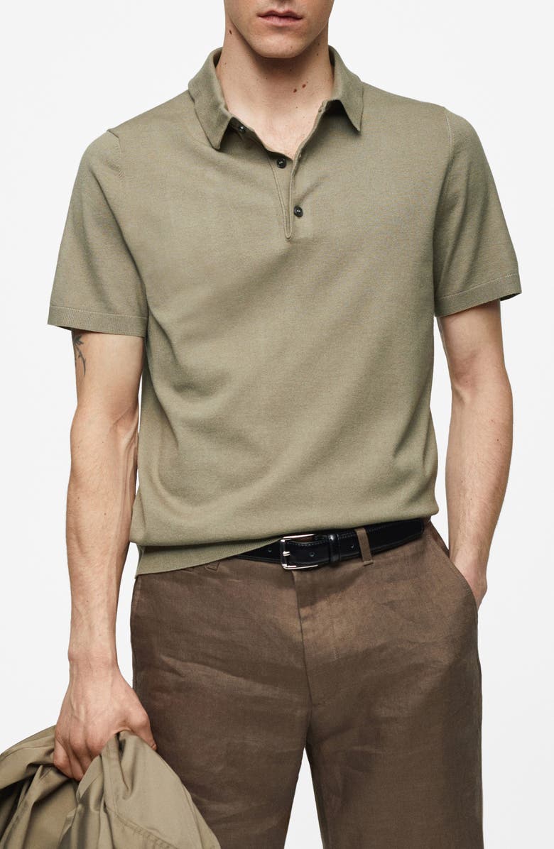MANGO Fine Gauge Polo, Main, color, Olive Green