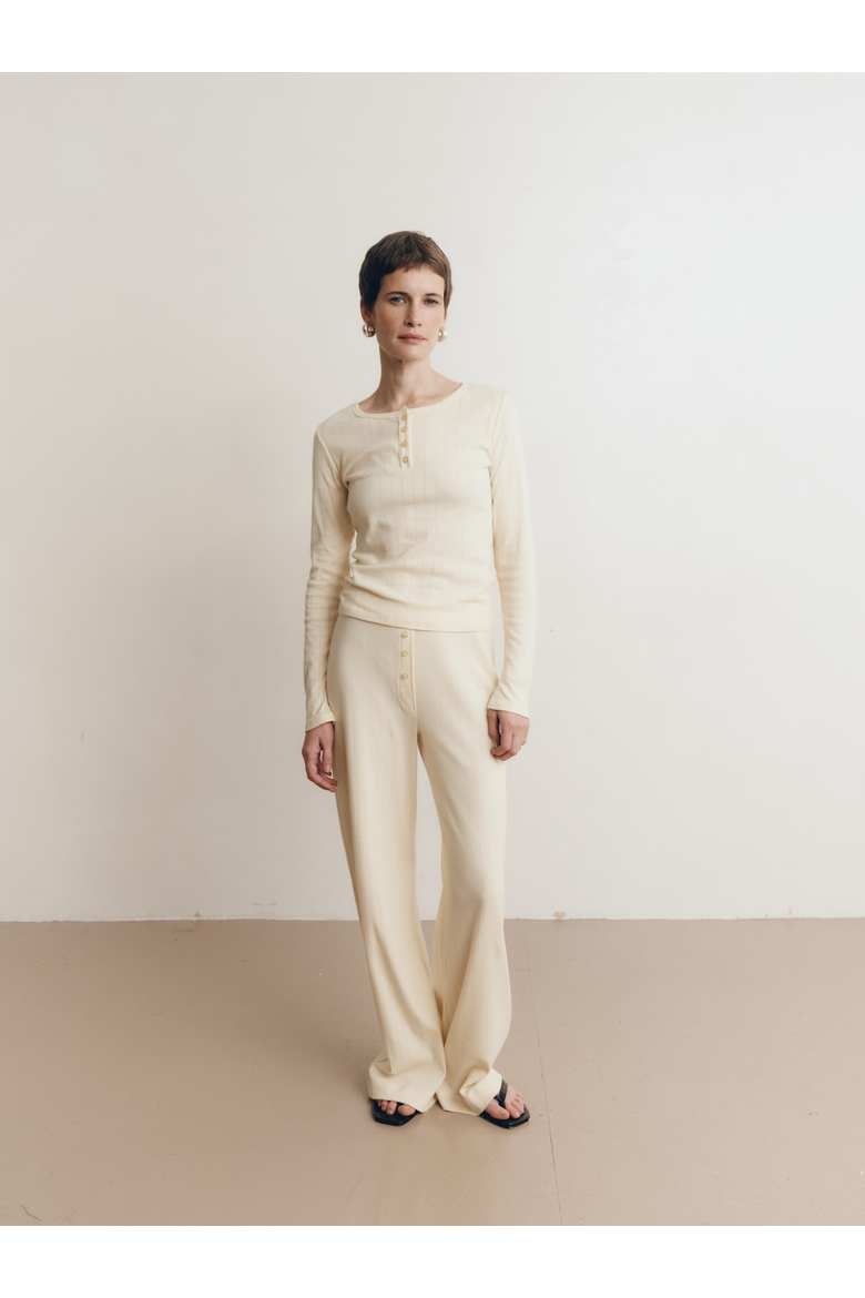 Pointelle Lounge Pant, Alternate, color, BUTTER