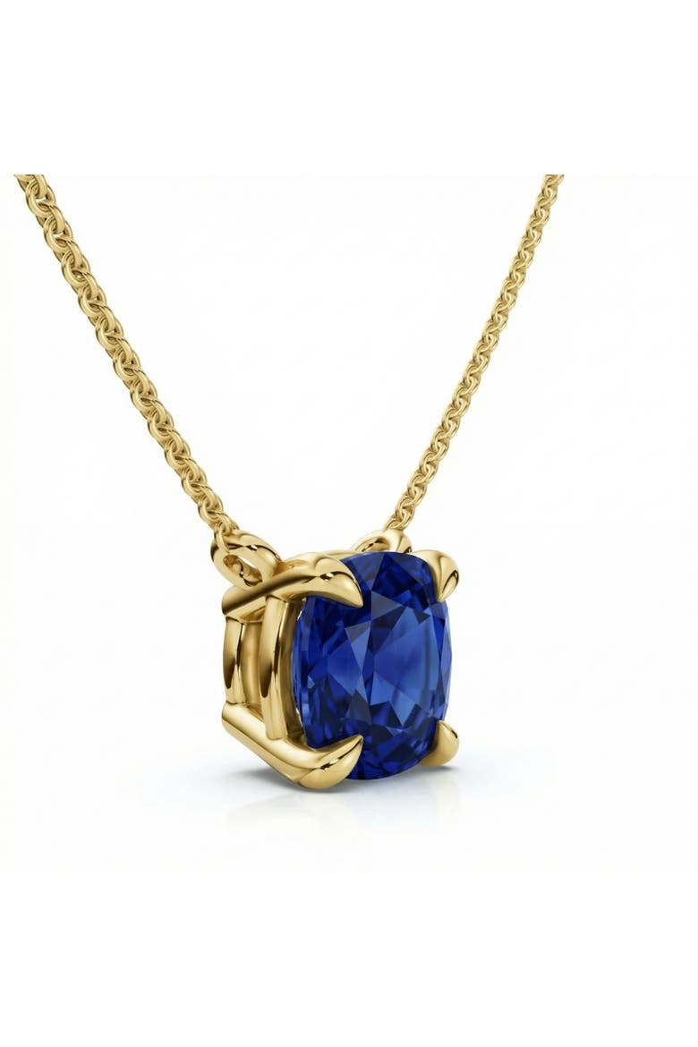 Certified 9.50ct Cushion Blue Sapphire Pendant 14k Gold, Main, color, 14k Yellow Gold