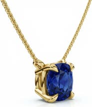 Bliss Diamond Certified 9.50ct Cushion Blue Sapphire Pendant 14k Gold Necklace Lab Grown 12mm