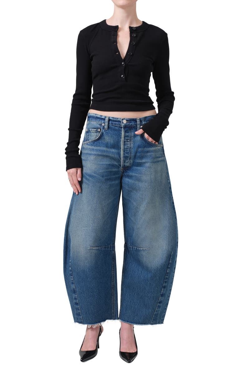 Citizens of Humanity Horseshoe Superhigh Waist Raw Hem Crop Barrel Jeans, Alternate, color,