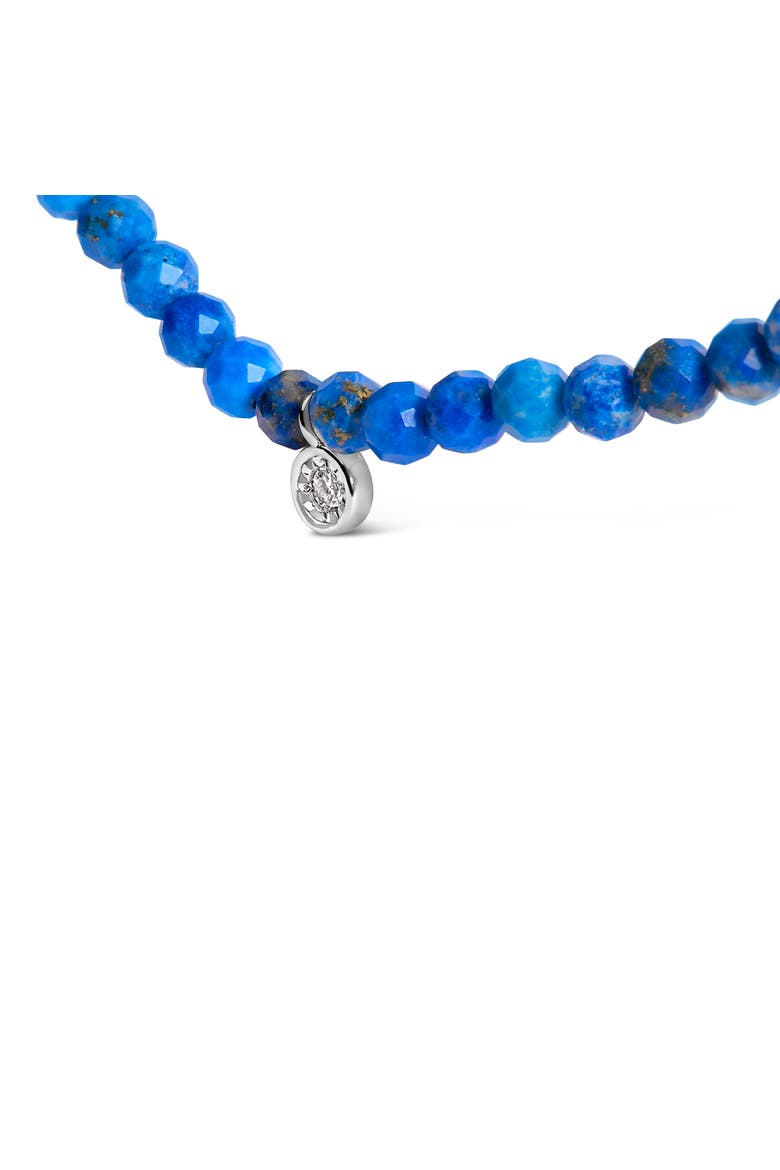 Sterling Silver Diamond Accent Blue Lapis Bead Station Necklace, Alternate, color, Silver