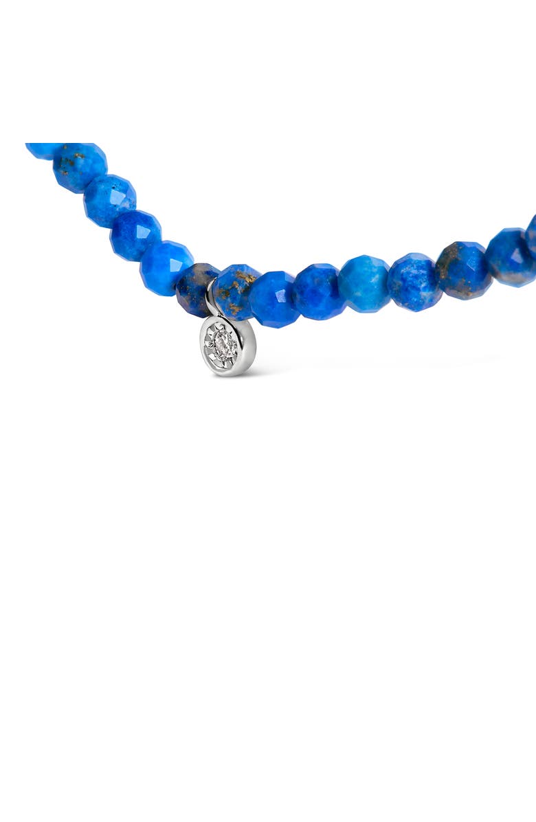 Haus of Brilliance Sterling Silver Diamond Accent Blue Lapis Bead Station Necklace, Alternate, color, Silver