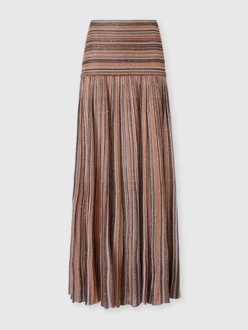 Missoni Long Skirt In Ribbed Viscose Lamé Blend in Gold& Beige at Nordstrom, Size 42