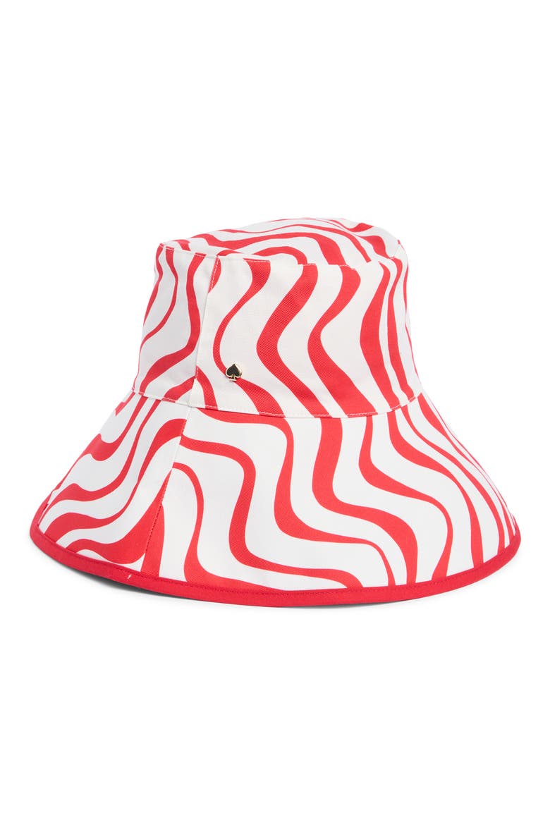 cabana wave bucket hat, Alternate, color, CREAM/ RED 161