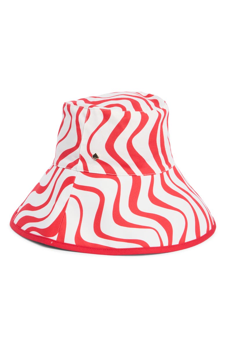 Kate Spade New York cabana wave bucket hat, Alternate, color, Cream/ Red 161