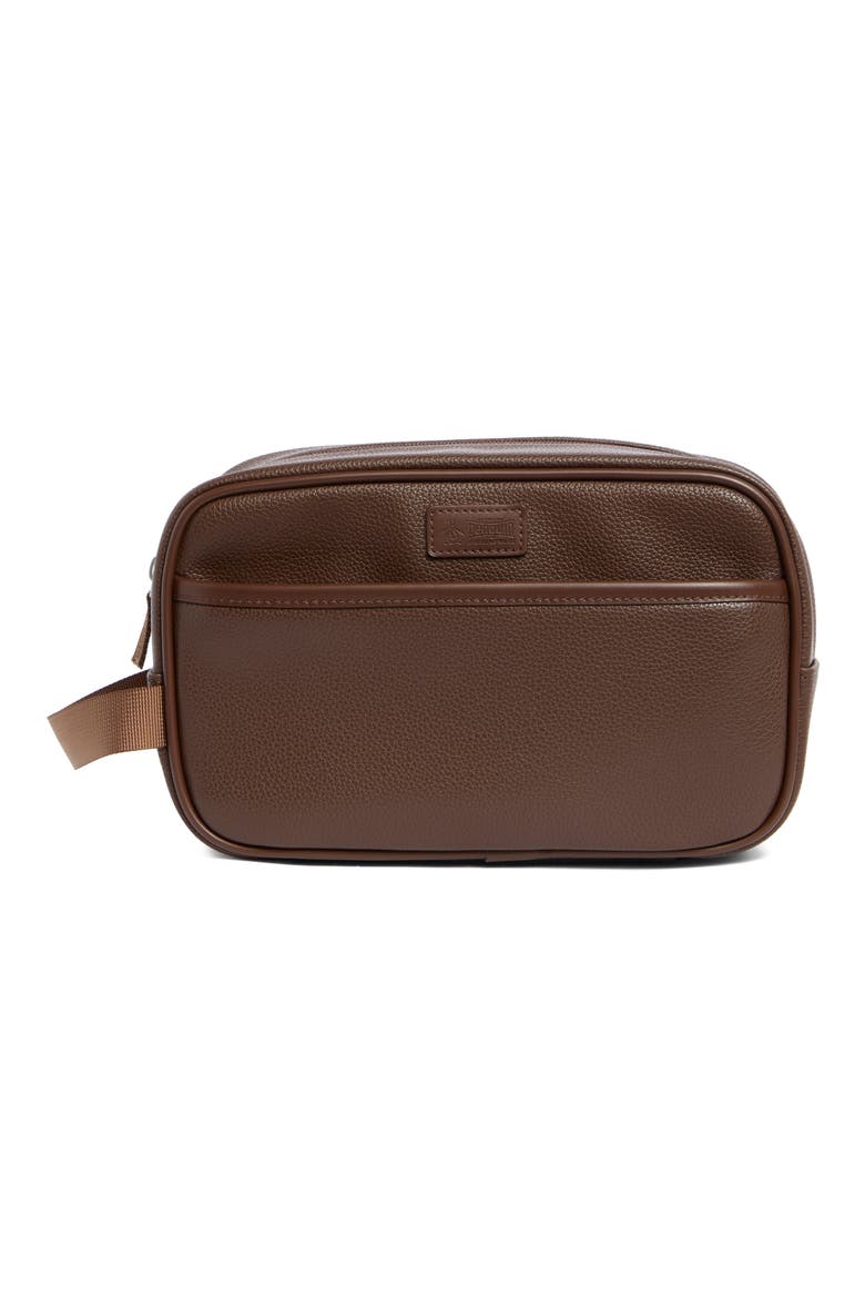 Milled Top Zip Dopp Kit, Main, color, BROWN