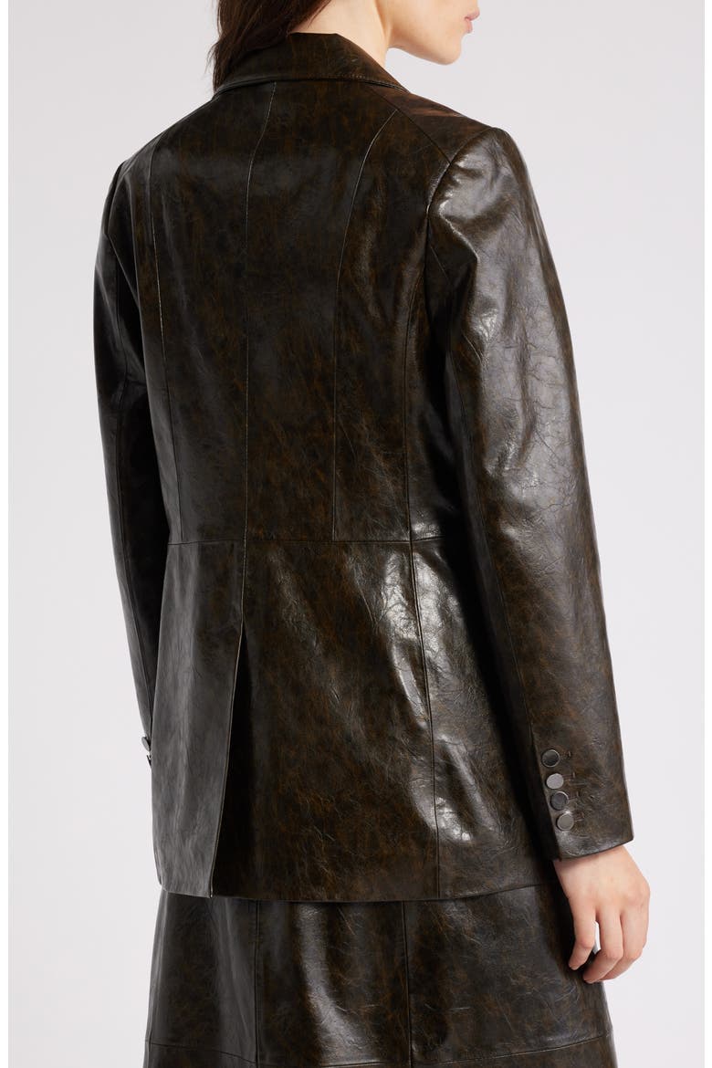 Rustic Faux Leather Blazer, Alternate, color, DARK BROWN