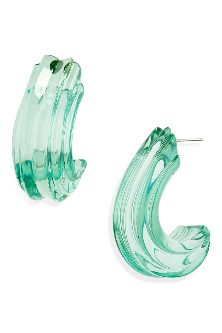 Curved Canyon Hoop Earrings, Main, color, TURQUOISE