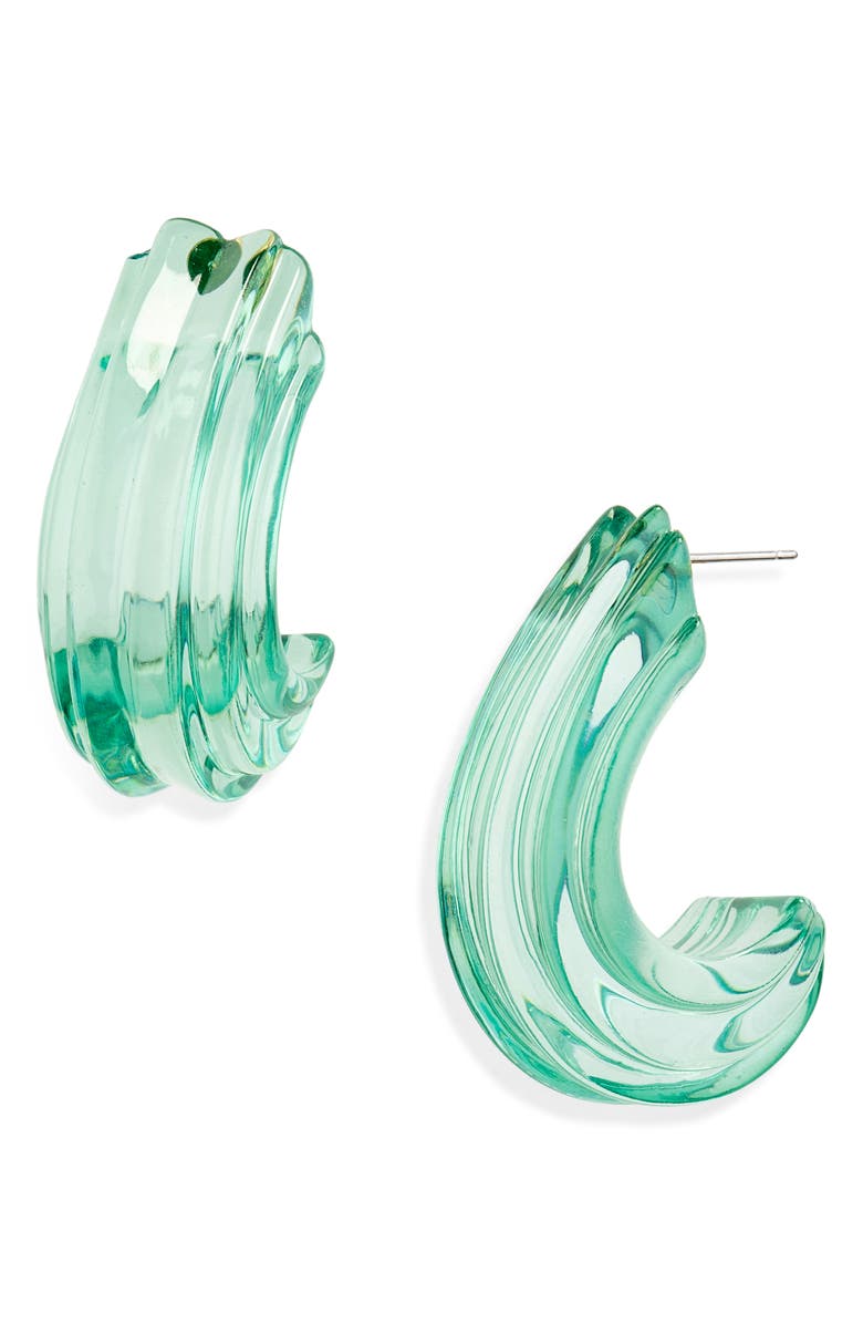 Lele Sadoughi Curved Canyon Hoop Earrings, Main, color, Turquoise