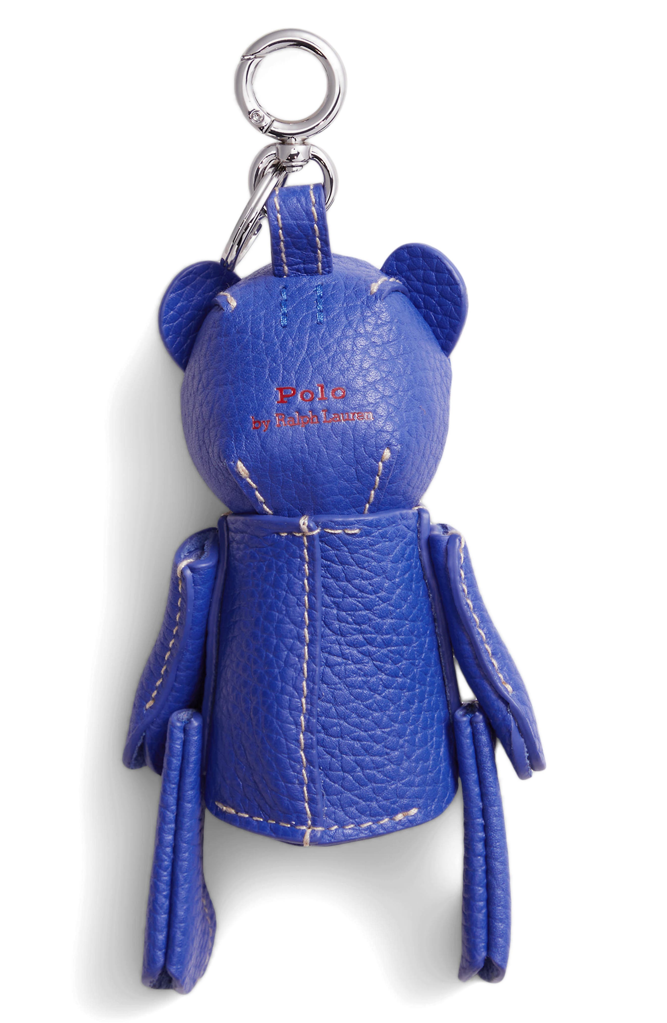 Polo Ralph Lauren Pebble Leather Polo Bear Charm, Alternate, color, Jellyfish