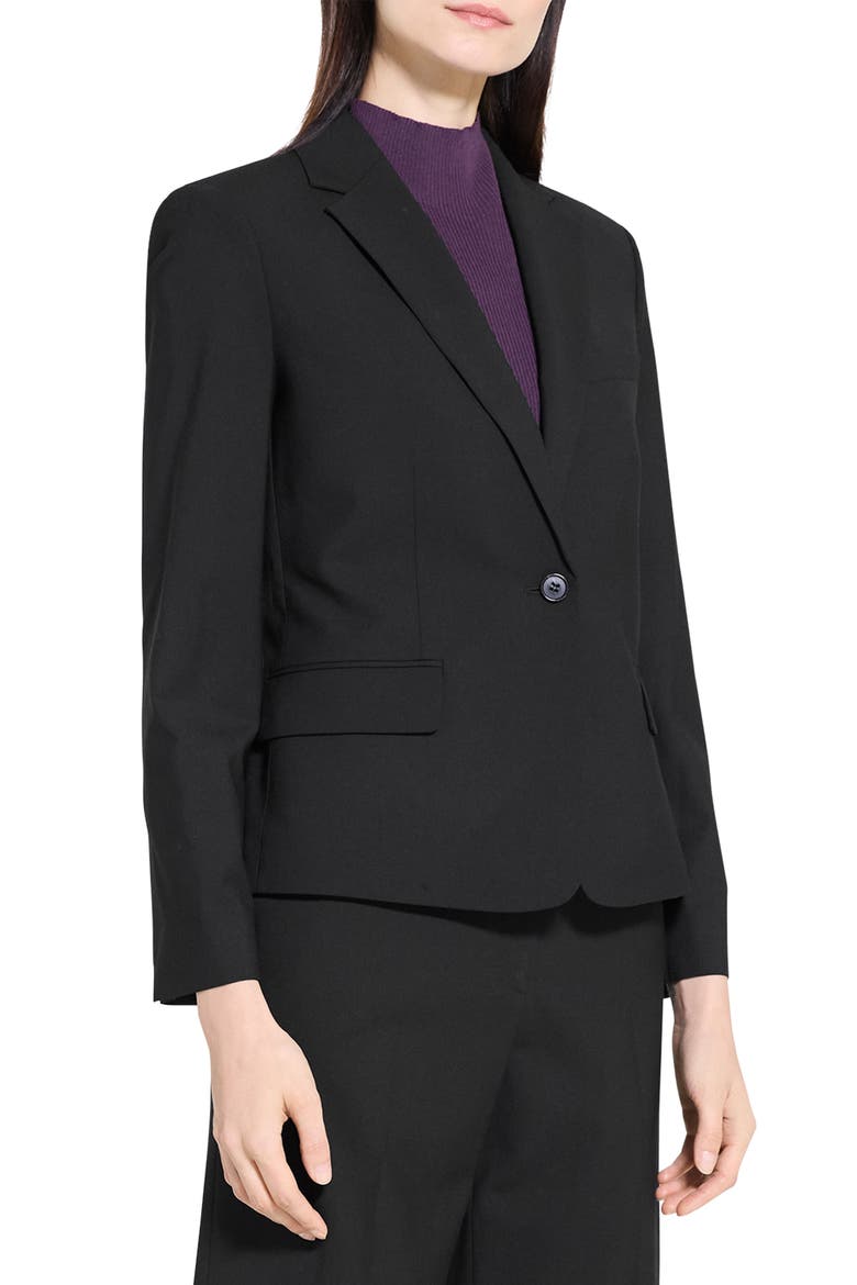 Slim Fit Stretch Wool One Button Blazer, Alternate, color, BLACK