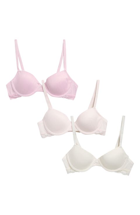 Kids' 3-Pack Lace Trim Bras