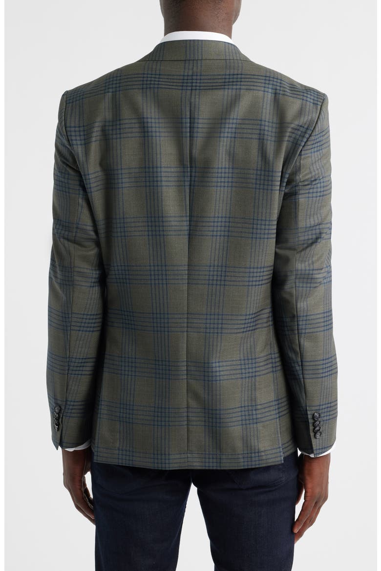Hutson Slim Fit Grey Plaid Wool Sport Coat, Alternate, color, OPEN GREEN