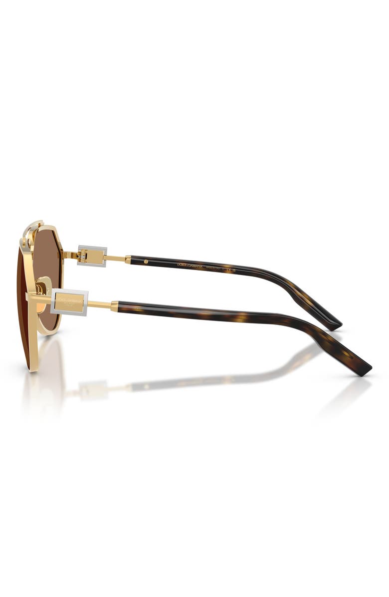 Dolce&Gabbana 62mm Oversize Pilot Sunglasses, Alternate, color, Gold/Dark Brown