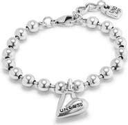 UNODE50 Sterling silver-plated beaded bracelet with a heart charm