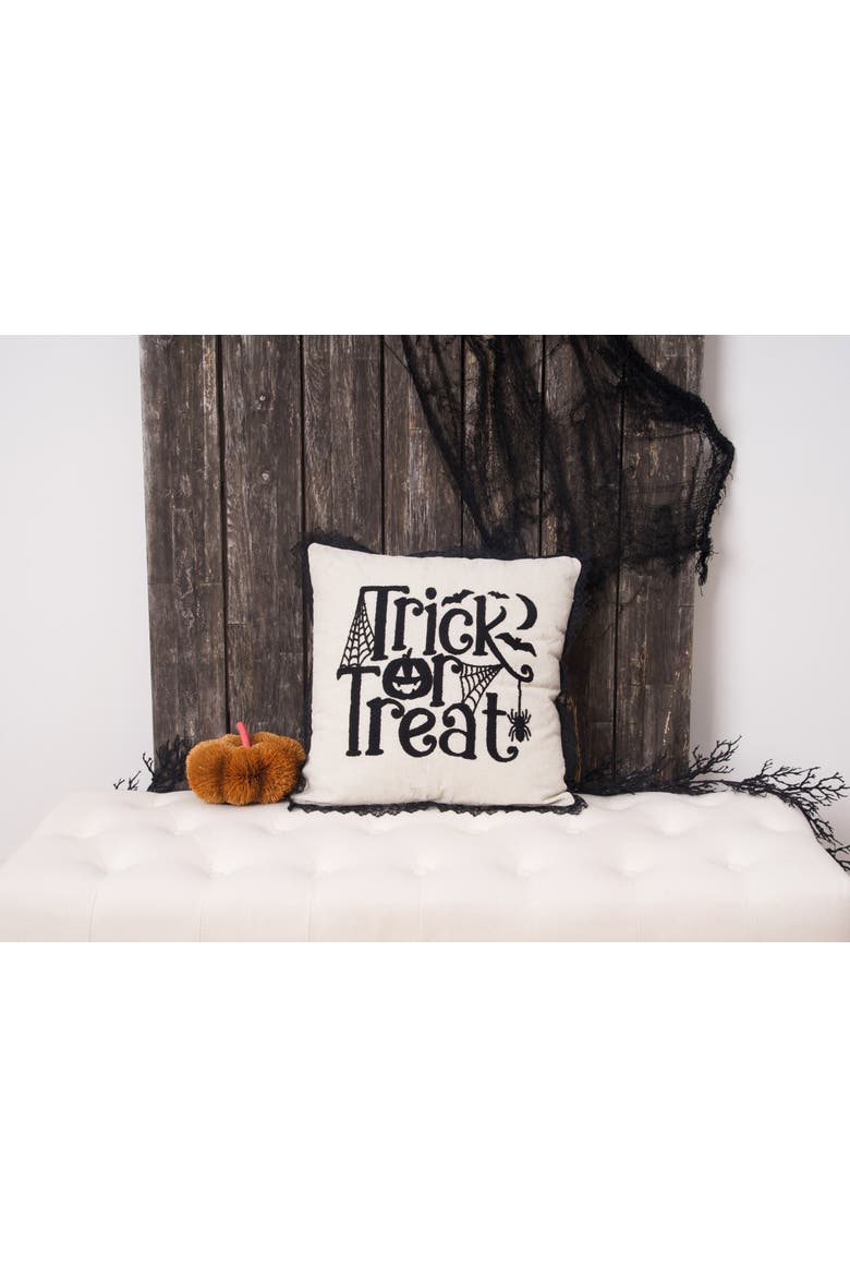 "Trick Or Treat" Halloween Accent Throw Pillow 18" x 18", Alternate, color, Beige