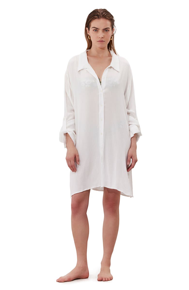 Gottex Beach Life Solena Crêpe Shirt Dress Cover-Up, Main, color,