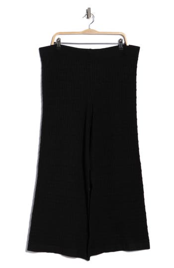 Ellen Tracy Cable Knit Ankle Sweater Pants In Black