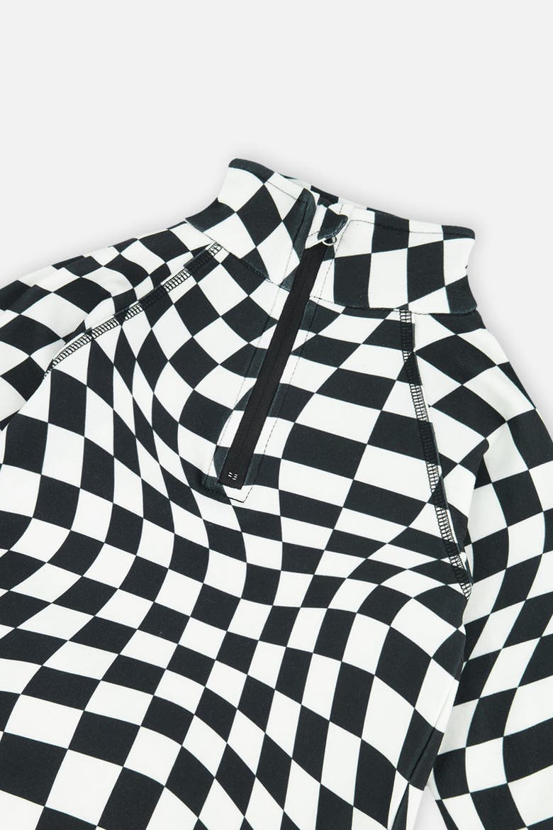 Two Piece Checkered Brushed Top & Pants Thermal Underwear, Alternate, color, White Checkered Print