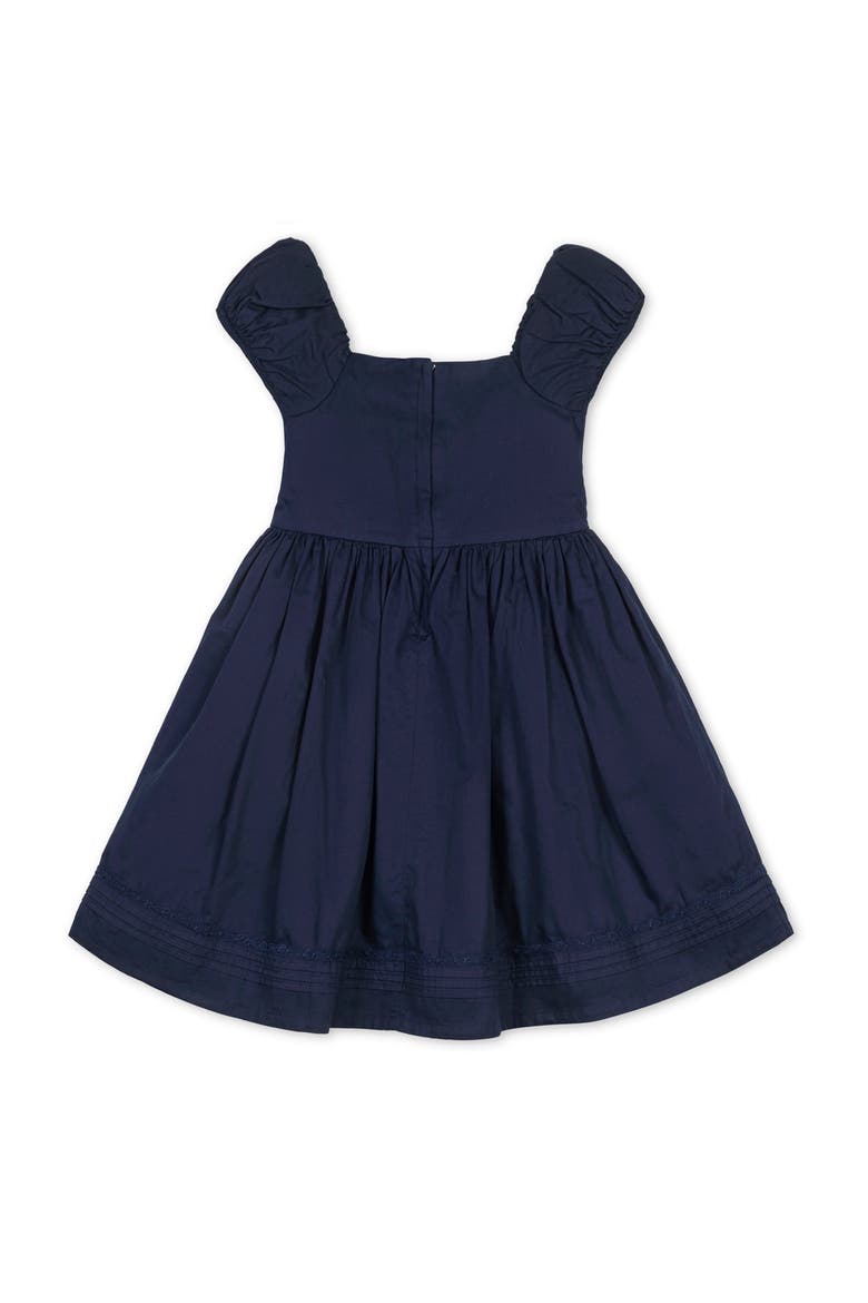 Kids' Organic Puff Sleeve Pintuck Sateen Party Dress, Alternate, color, Navy