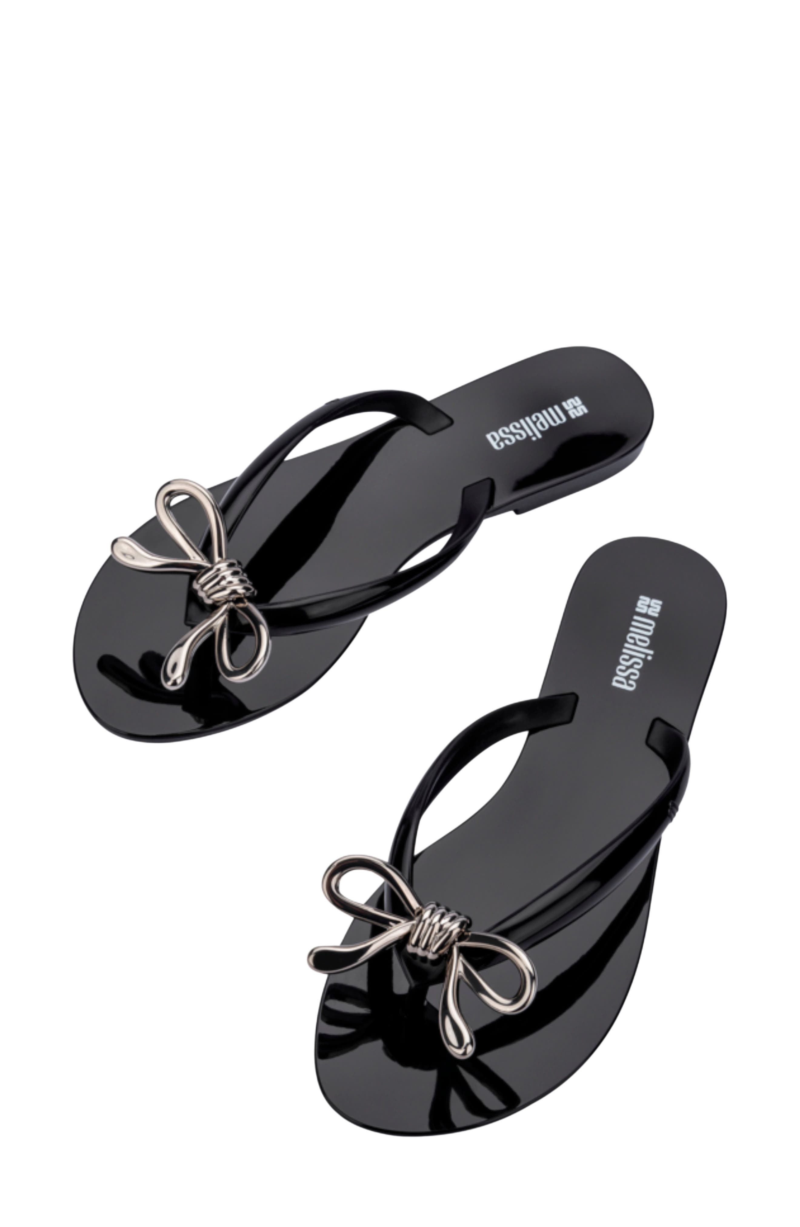 Melissa Harmonic Iris Flip Flop, Alternate, color, Black/Silver