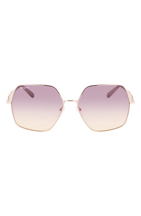 Gancini 61mm Gradient Rectangular Sunglasses